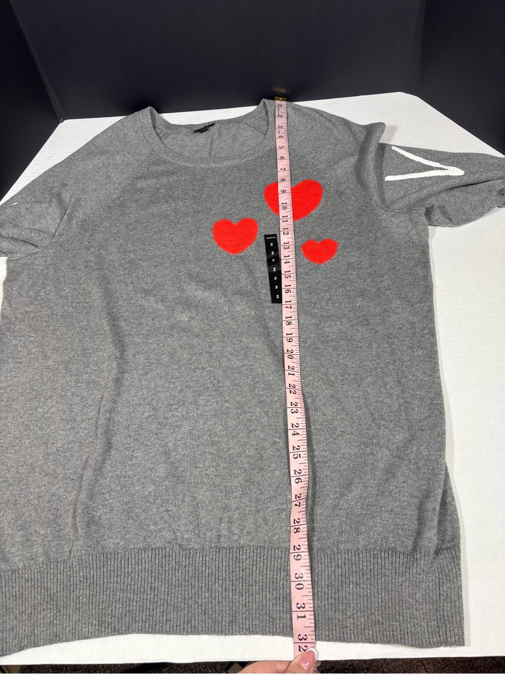 NWOT Torrid Gray Hearts “LOVE” Long Sleeve Reglan Pullover Swearer 2/2X - Picture 14 of 14